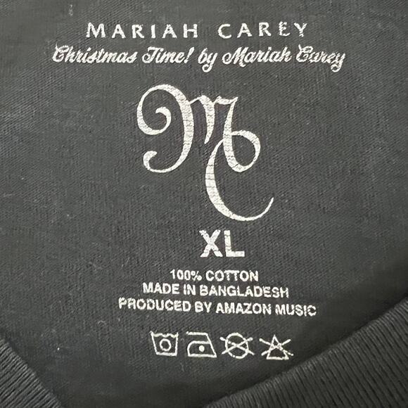 Mariah Carey Womens Christmas Time Graphic Tee XL Black 100% Cotton Knit - Picture 5 of 5